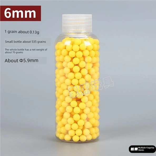 Oyuncak Silah Mermisi - 6mm - Yumuşak Kauçuk - 535 Adet - Küçük Yuvarlak Şişe