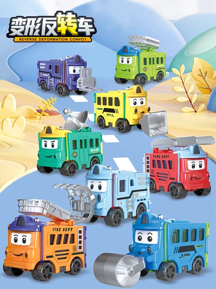 Dönüşen Araba Oyuncak - Kurtarma Aracı-Forklift - 2