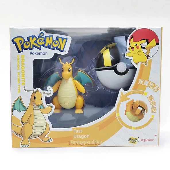 Pokemon Dönüşen Poke Topu Oyuncağı - Hızlı Ejderha + Şık Top Tekli Paket