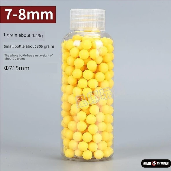 Oyuncak Silah Mermisi - 7.2mm - Yumuşak Kauçuk - 305 Adet - Küçük Yuvarlak Şişe