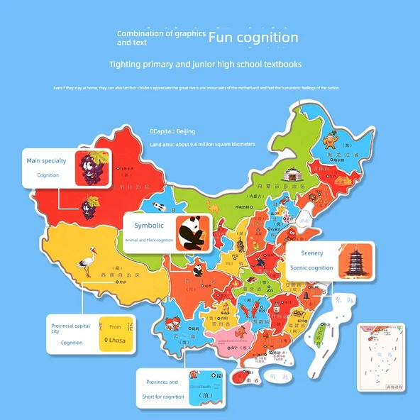 Manyetik Dünya Haritası Puzzle - Orta Huarong Yolu - 4