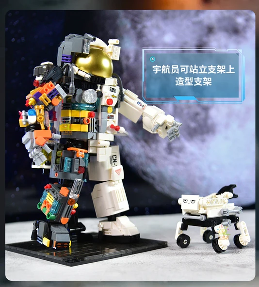 Astronot Yapı Blokları - Şafak Astronotu + Işıklı + Akrilik Tozluk (1462 Parça) - 9