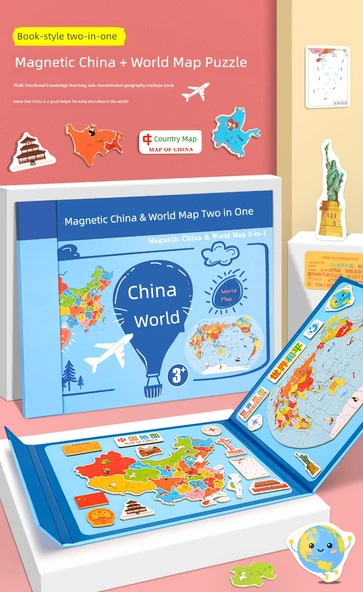 Manyetik Dünya Haritası Puzzle - Orta Huarong Yolu - 9