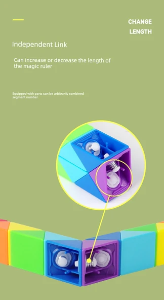 Rubik Yılan Küpü 72 Parça Gökkuşağı Renkli (Kalınlaştırılmış) - 10