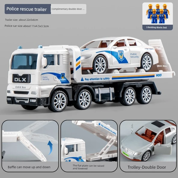 Polis Kurtarma Çekici, Çift Kapılı Polis Arabası ve 5 Parça Oyuncak Bebek BT0209