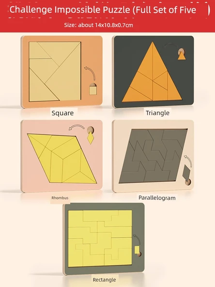 Ahşap Puzzle 5'li Kombinasyon - İmkansız Bulmaca