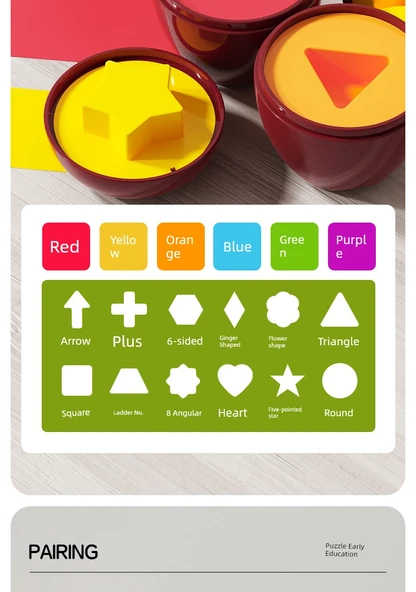 Elma Şeklinde Eşleştirme Oyunu - Büyük Elma Saklama Kutusu + 24 Küçük Elma + 12 Yapboz Kartı - Resim 11