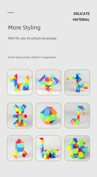 Rubik Yılan Küpü 72 Parça Gökkuşağı Renkli (Kalınlaştırılmış) - 11