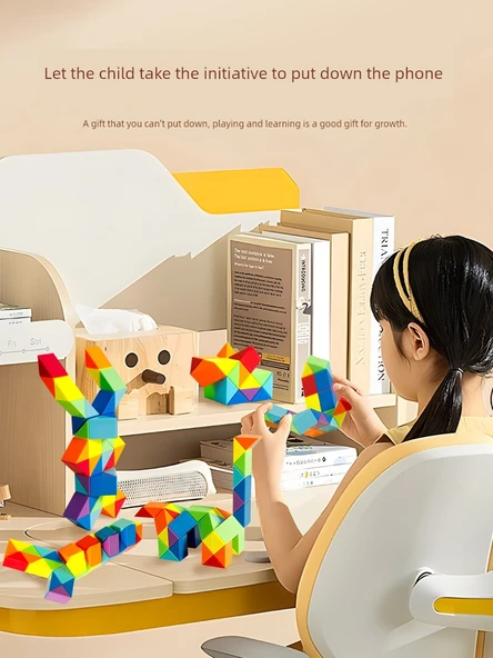 Rubik Yılan Küpü 72 Parça Gökkuşağı Renkli (Kalınlaştırılmış) - 3