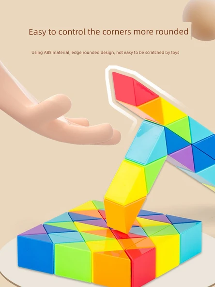 Rubik Yılan Küpü 72 Parça Gökkuşağı Renkli (Kalınlaştırılmış) - 4