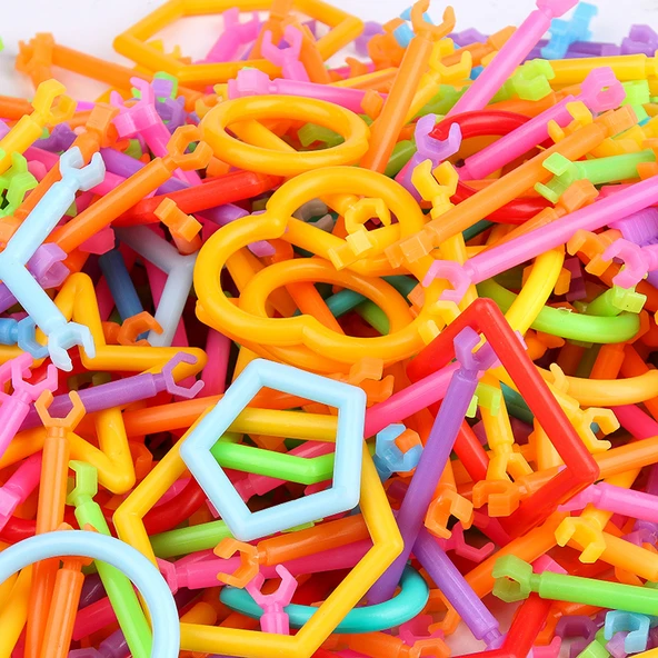 Çocuklar için Eğitici Plastik Çubuk Yapboz - 450 Parçalı Akıllı Çubuk (Torba) - 2