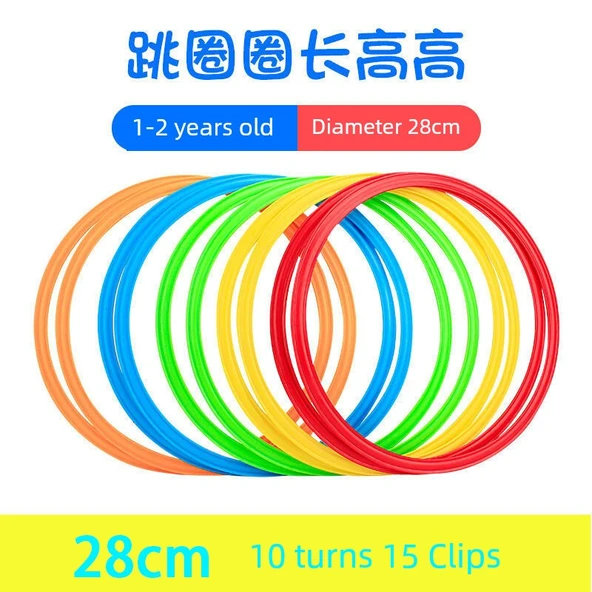 Çocuk Seksek Halkaları Seti - 28cm - 10 Halka + 15 Toka + Kum Torbası + Saklama Çantası