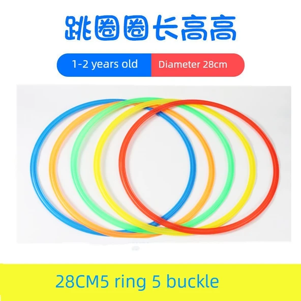Çocuk Seksek Halkaları Seti - 28cm - 5 Halka + 5 Toka + Kum Torbası + Saklama Çantası