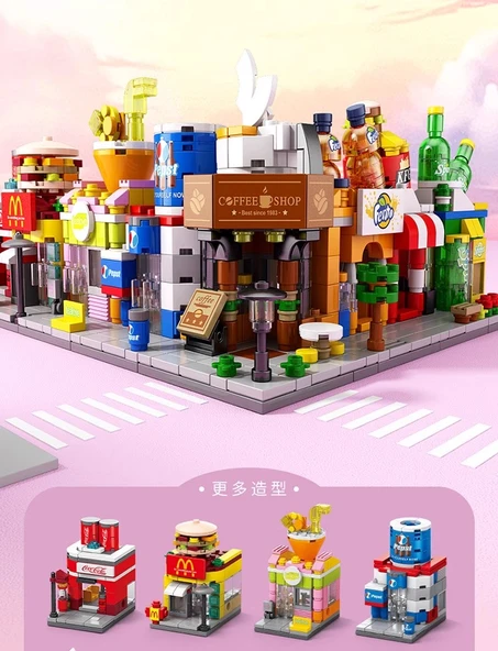 Şehir Manzaralı Küçük Parçacıklı Yapı Blokları - Mini Saksı Seti (12 Parça) - 8