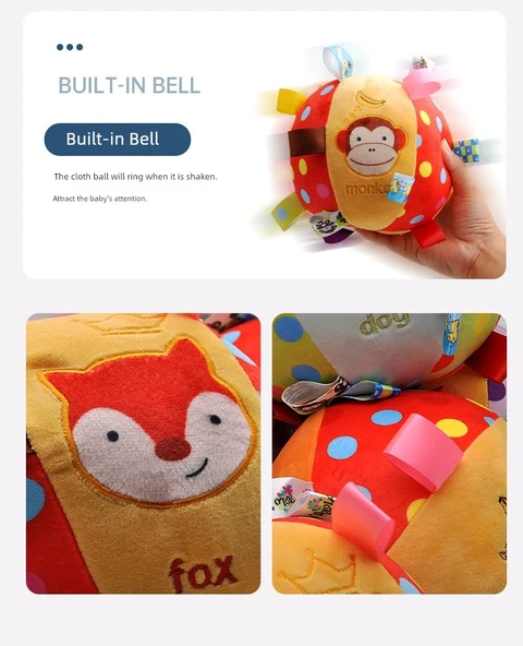 Bebek Çıngıraklı Peluş Top - Böcek Figürlü - 11