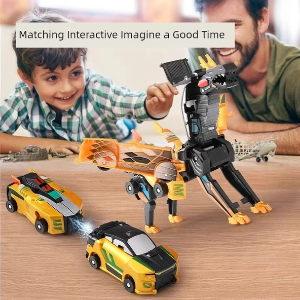 Dönüşen Hazine Araba Robot Oyuncak - Altın Kanatlı Ejderha - 6