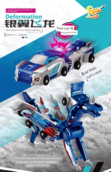 Dönüşen Hazine Araba Robot Oyuncak - Altın Kanatlı Ejderha - 7