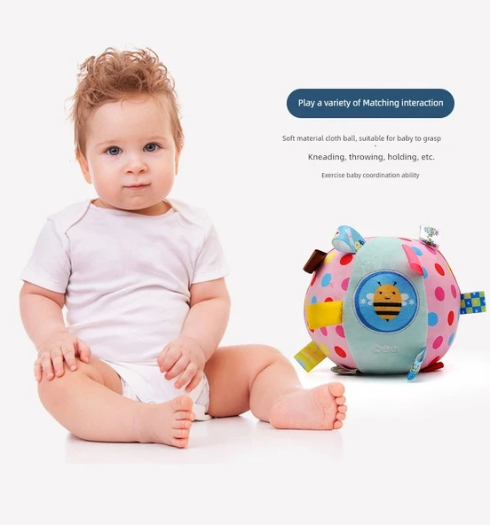 Bebek Çıngıraklı Peluş Top - Böcek Figürlü - 10