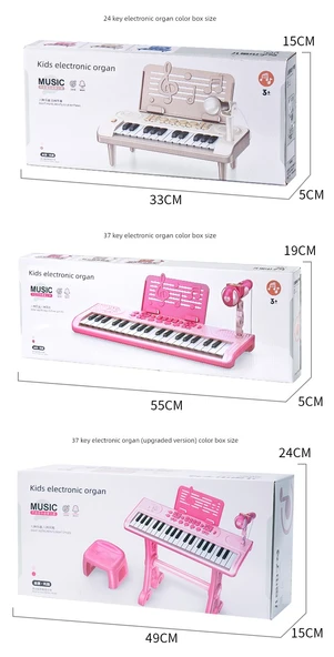 Büyük Boy Çocuk Elektronik Klavye Piyano - Prenses Tozu - Şarjlı, Masa Ayaklı, Stickerlı ve Mikrofonlu - Resim 11