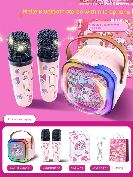 My Melody Çift Mikrofonlu Karaoke Seti - Bluetooth ve Reverb Efektli