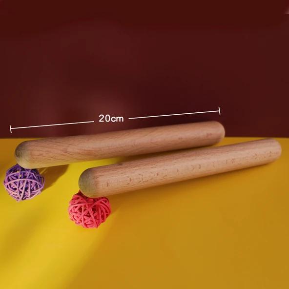 Kayın Ağacı Ritim Çubukları Orff Müzik Aleti - 1 Çift