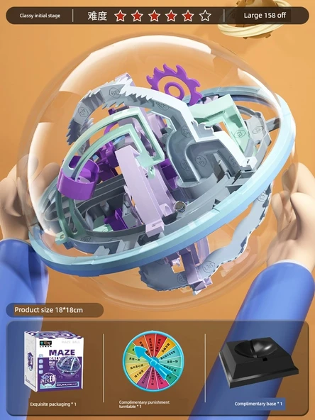 3D Çocuk Puzzle Küp Labirent Oyunu - Klas Başlangıç Seviye, 5 Yıldız Zorluk, Büyük 158 Geçiş