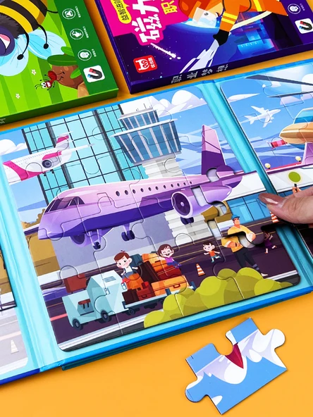 Manyetik Çocuk Puzzle - Asker Yeşili (Böcek Partisi) - 4