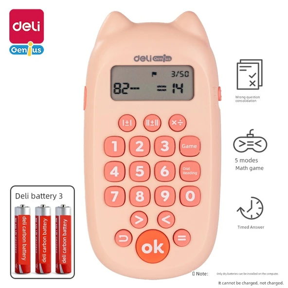 Deli YQ100-2 Çocuklar için Zeka Geliştirme Oyuncak Bilgisayar - Pembe (3 Adet Pil Dahil)