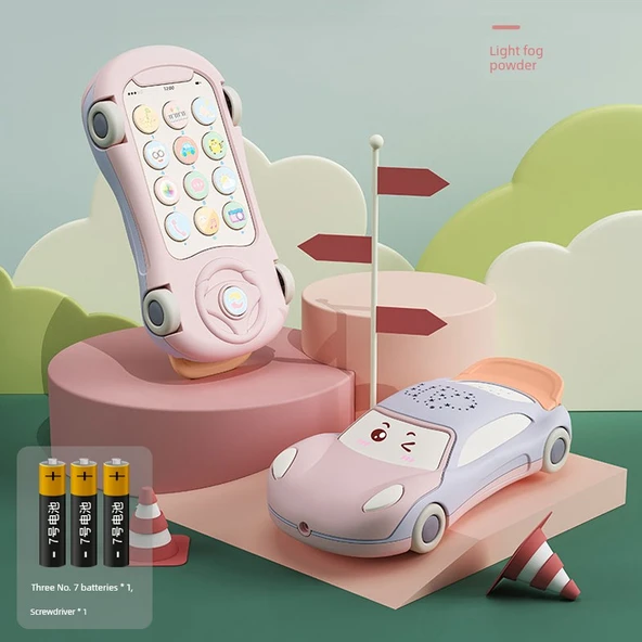 Çocuklar için Eğitici Oyuncak Telefon - Araba Model Mor-Pembe (Pilli)