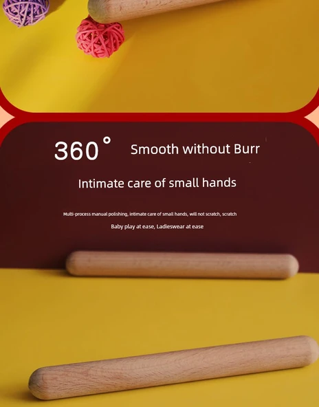 Kayın Ağacı Ritim Çubukları Orff Müzik Aleti - 10 Çift - 8