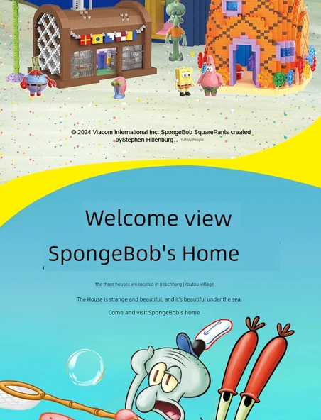 Sünger Bob Yapı Blokları - Ananas Ev + Taş Ev (10 Bebekli) - Kombinasyon Set - 9