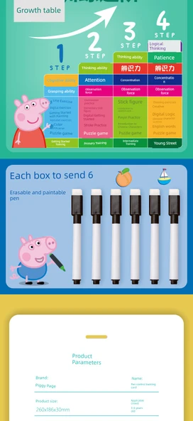 Çocuklar İçin Kalem Kontrolü Eğitim Kartı - Piggy Page Seviye 1+2+3+4 Tam Set - Resim 9