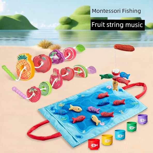 Gelişmiş Montessori Balık Tutma ve Meyve Dizme Müzik Seti