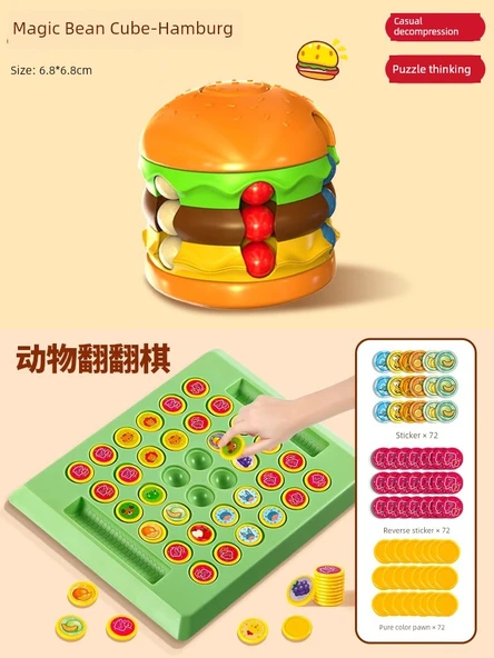 Hamburger Sihirli Fasulye + Hayvan Çevirme Satranç - Eşleştirme ve Etkileşimli Set