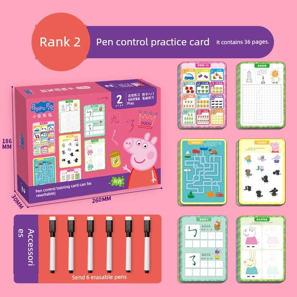 Çocuklar İçin Kalem Kontrolü Eğitim Kartı - Piggy Page Seviye 2