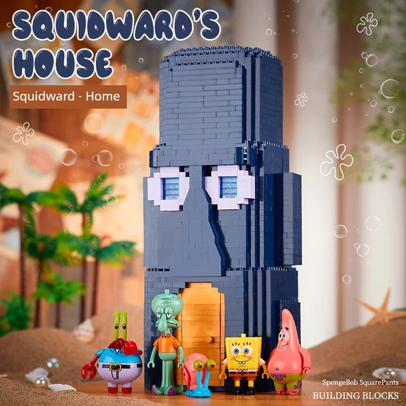 Sünger Bob Yapı Blokları - Ananas Ev + Taş Ev (10 Bebekli) - Kombinasyon Set - 3
