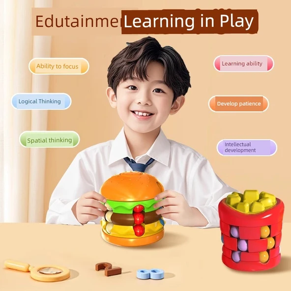 Hamburger Sihirli Fasulye + 4. Seviye Huarong Yolu - Düşünme Eğitimi Seti - Resim 3