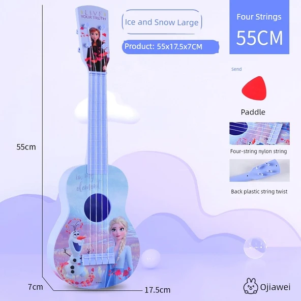Çocuk Müzik Aleti Oyuncak Gitar Ukulele Başlangıç - Karlar Ülkesi Büyük Boy Gitar