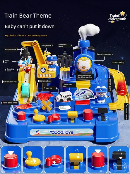 Çocuklar için Tren ve Roket Macera Oyuncak Seti - Büyük Boy Roket - 4 Temalı Araba ve Manyetik Astronotlar Hediye Kutusu - Resim 5