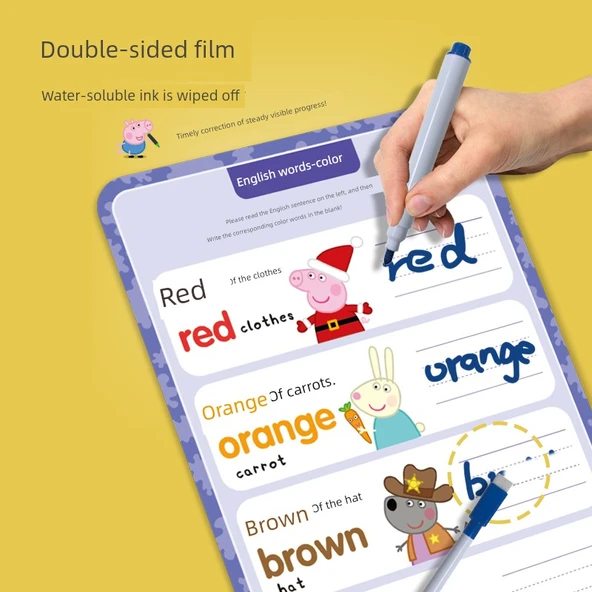 Çocuklar İçin Kalem Kontrolü Eğitim Kartı - Piggy Page Seviye 1+2+3+4 Tam Set - Resim 5