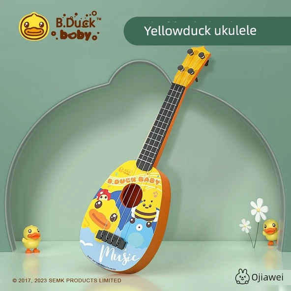 Çocuk Müzik Aleti Oyuncak Gitar Ukulele Başlangıç - Sarı Ördek Küçük Boy Gitar