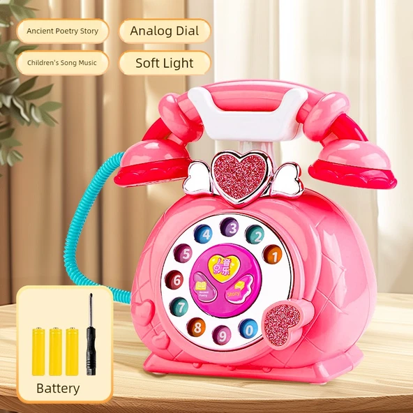 Prenses Müzikli Oyuncak Telefon - Gül Kırmızısı - Pilli Model