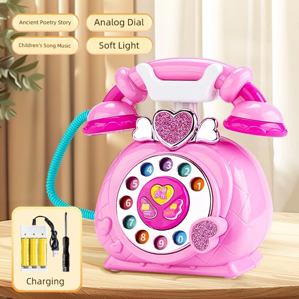 Prenses Müzikli Oyuncak Telefon - Pembe - Şarjlı Model
