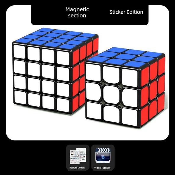 Manyetik Hızlı Küp Seti - Sticker Versiyon 3x3 ve 4x4