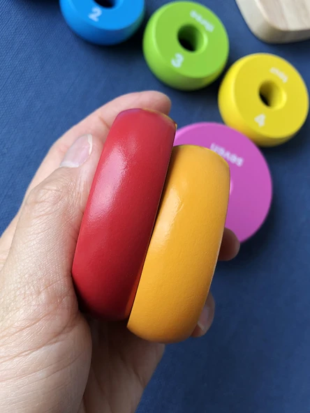 Ahşap Renkli Kule Oyuncak - Büyük Boy Gökkuşağı Kule - 3