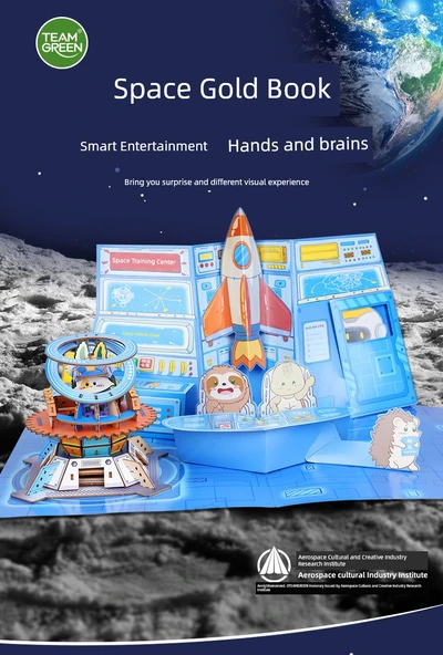 Uzay Temalı Ahşap Pop-Up Kitap ve Puzzle - 6