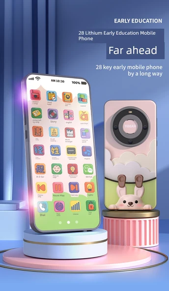 Çocuk Oyuncak Telefon - Küçük Sarı Ördek 28 Tuşlu Tpy-C Şarjlı - Resim 6