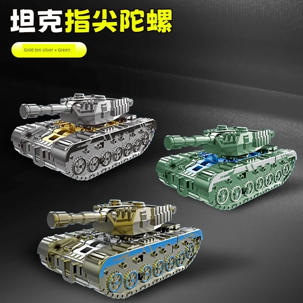 Dönüşebilen Tank Gyro Mech Araba Robot Oyuncak - Altın + Gümüş + Yeşil