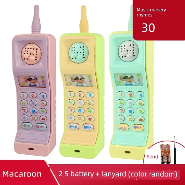 Çocuk Eğitici Oyuncak Telefon - Makaron Renkli (Renk Rastgele) Askı +2 Pil