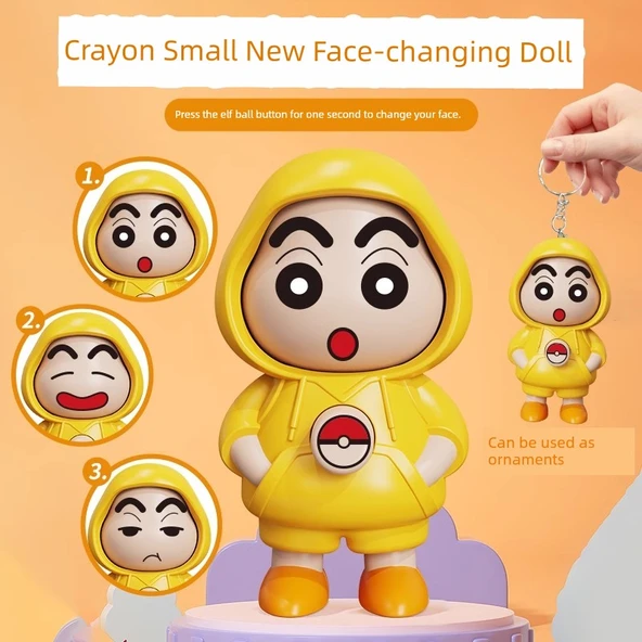 Yüz Değiştiren Yumurta Bebek Oyuncak - Crayon Shin-chan Anahtarlık